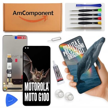 AmComponent - display di ricambio per MOTOROLA MOTO G100 XT2125 XT-2125 LCD + touch screen schermo vetro | Componente di ricambio con luminosità intensa e risposta al tocco reattiva