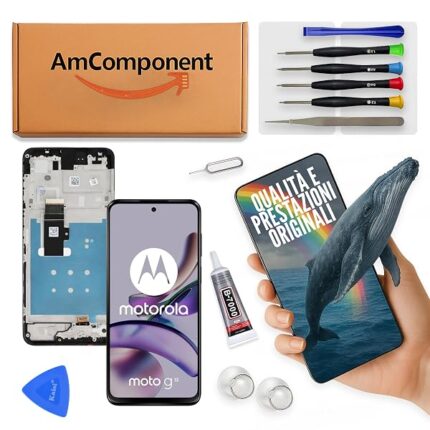 AmComponent - display di ricambio per MOTOROLA MOTO G13 XT2331 schermo frame vetro LCD touch | Componente di ricambio con luminosità intensa e risposta al tocco reattiva