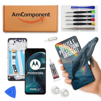 AmComponent - display di ricambio per MOTOROLA MOTO G14 XT2341-3 PAYF0010IN schermo LCD + frame vetro touch | Componente di ricambio con luminosità intensa e risposta al tocco reattiva