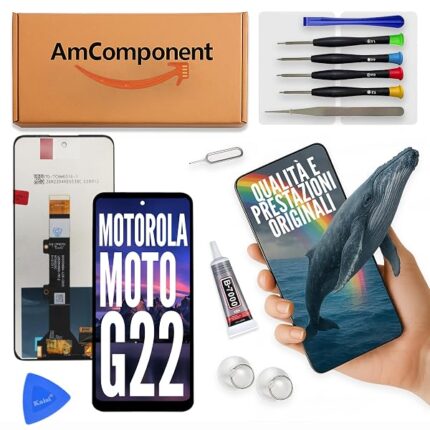 AmComponent - display di ricambio per MOTOROLA MOTO G22 XT-2231 XT2231 schermo LCD + vetro touch screen | Componente di ricambio con luminosità intensa e risposta al tocco reattiva