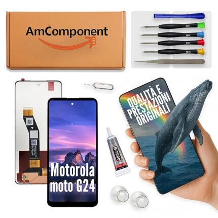 AmComponent - display di ricambio per MOTOROLA MOTO G24 XT2423 schermo LCD vetro touch screen | Componente di ricambio con luminosità intensa e risposta al tocco reattiva
