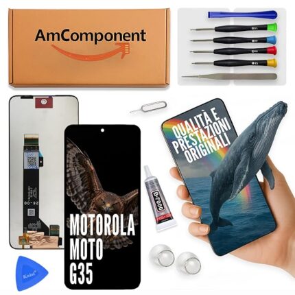 AmComponent - display di ricambio per MOTOROLA MOTO G35 schermo LCD + touch screen vetro | Componente di ricambio con luminosità intensa e risposta al tocco reattiva