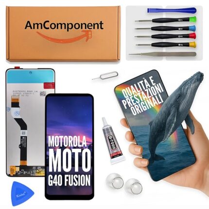 AmComponent - display di ricambio per MOTOROLA MOTO G40 FUSION schermo LCD vetro touch screen | Componente di ricambio con luminosità intensa e risposta al tocco reattiva