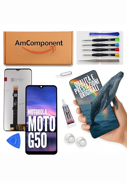 AmComponent - display di ricambio per MOTOROLA MOTO G50 XT2137 XT-2137 XT2149 LCD touch screen schermo vetro MONITOR | Componente di ricambio con luminosità intensa e risposta al tocco reattiva