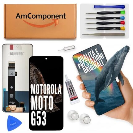 AmComponent - display di ricambio per MOTOROLA MOTO G53 XT2335 XT-2335 schermo LCD vetro touch screen | Componente di ricambio con luminosità intensa e risposta al tocco reattiva