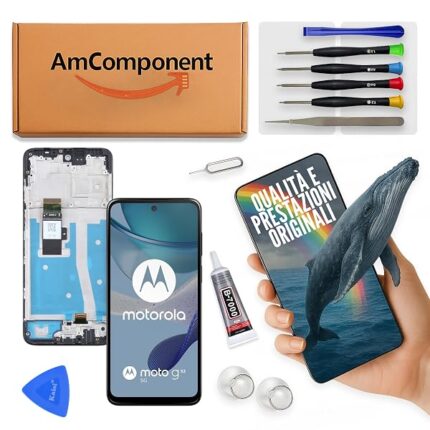 AmComponent - display di ricambio per MOTOROLA MOTO G53 XT2335 schermo frame vetro LCD touch | Componente di ricambio con luminosità intensa e risposta al tocco reattiva