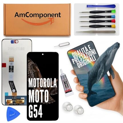 AmComponent - display di ricambio per MOTOROLA MOTO G54 XT-2343 XT2343 schermo LCD vetro touch | Componente di ricambio con luminosità intensa e risposta al tocco reattiva