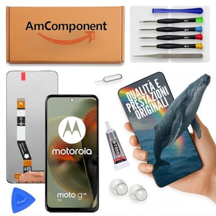 AmComponent - display di ricambio per MOTOROLA MOTO G55 schermo LCD vetro touch screen ricambio | Componente di ricambio con luminosità intensa e risposta al tocco reattiva