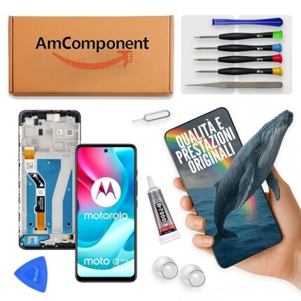 AmComponent - display di ricambio per MOTOROLA MOTO G60S XT2133 schermo LCD + frame touch screen vetro | Componente di ricambio con luminosità intensa e risposta al tocco reattiva