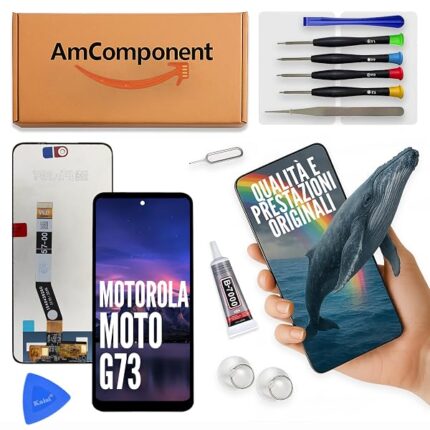 AmComponent - display di ricambio per MOTOROLA MOTO G73 5G XT2237 XT-2237 schermo LCD vetro touch screen | Componente di ricambio con luminosità intensa e risposta al tocco reattiva