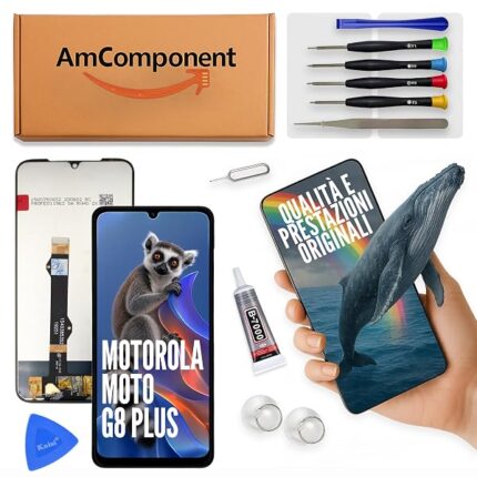AmComponent - display di ricambio per MOTOROLA MOTO G8 PLUS XT2019 XT-2019 LCD touch screen schermo vetro | Componente di ricambio con luminosità intensa e risposta al tocco reattiva