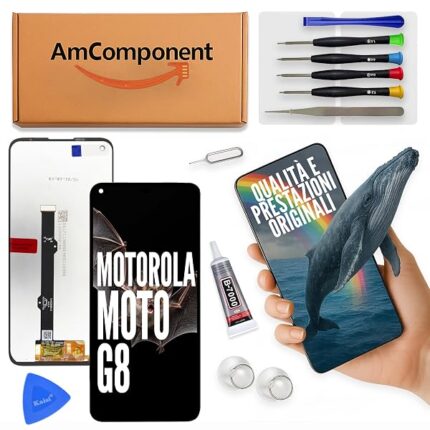 AmComponent - display di ricambio per MOTOROLA MOTO G8 XT-2045 schermo LCD vetro touch screen | Componente di ricambio con luminosità intensa e risposta al tocco reattiva