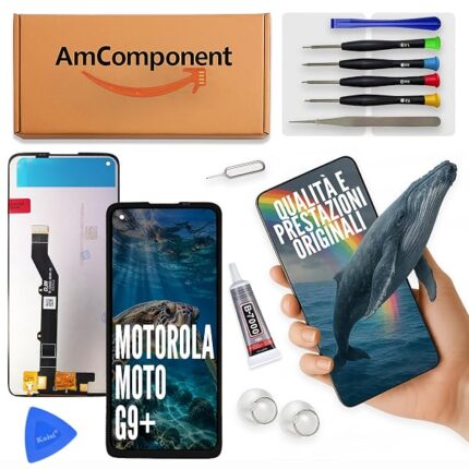 AmComponent - display di ricambio per MOTOROLA MOTO G9 PLUS XT-2087 LCD + touch screen schermo vetro nero | Componente di ricambio con luminosità intensa e risposta al tocco reattiva