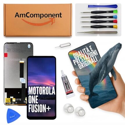 AmComponent - display di ricambio per MOTOROLA MOTO ONE FUSION + PLUS XT2067 XT-2067 LCD touch screen schermo | Componente di ricambio con luminosità intensa e risposta al tocco reattiva