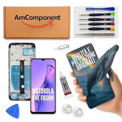 AmComponent - display di ricambio per MOTOROLA MOTO ONE FUSION XT2073 LCD schermo frame vetro | Componente di ricambio con luminosità intensa e risposta al tocco reattiva