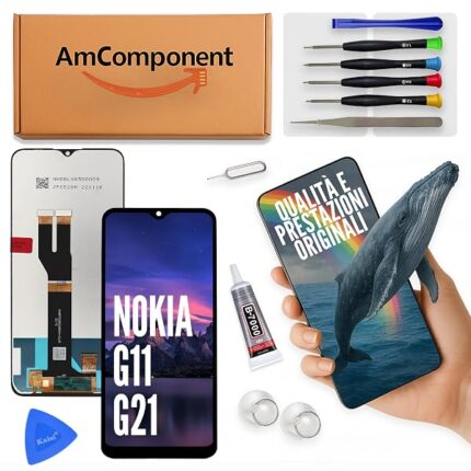 AmComponent - display di ricambio per NOKIA G11 TA-1401 / G21 TA-1418 schermo LCD + vetro touch screen | Componente di ricambio con luminosità intensa e risposta al tocco reattiva