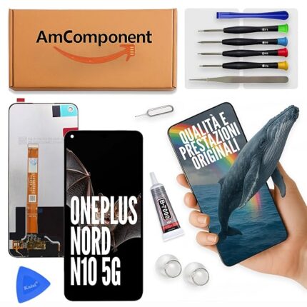 AmComponent - display di ricambio per ONEPLUS NORD N10 5G BE2025 BE2026 BE2028 BE2029 schermo touch vetro LCD | Componente di ricambio con luminosità intensa e risposta al tocco reattiva