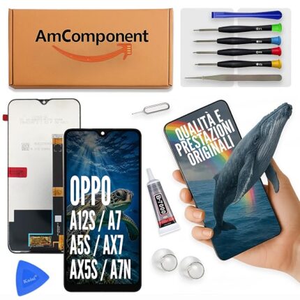 AmComponent - display di ricambio per OPPO A12S A7 A5S AX7 AX5S A7N LCD touch screen schermo vetro | Componente di ricambio con luminosità intensa e risposta al tocco reattiva