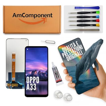 AmComponent - display di ricambio per OPPO A33 (2020) CPH2137 LCD + touch screen schermo vetro | Componente di ricambio con luminosità intensa e risposta al tocco reattiva