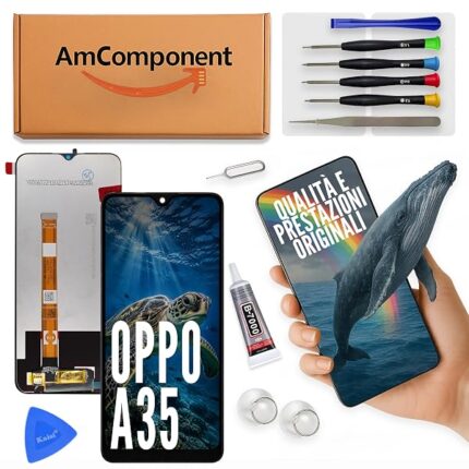 AmComponent - display di ricambio per OPPO A35 PEHM00 PEFM00 schermo LCD vetro touch screen | Componente di ricambio con luminosità intensa e risposta al tocco reattiva