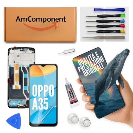 AmComponent - display di ricambio per OPPO A35 PEHM00 schermo frame LCD vetro touch screen | Componente di ricambio con luminosità intensa e risposta al tocco reattiva