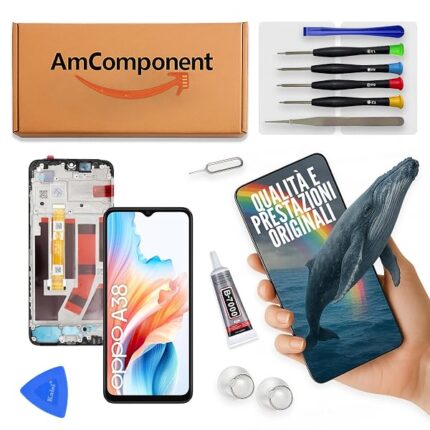 AmComponent - display di ricambio per OPPO A38 CPH2579 schermo frame LCD touch screen vetro ricambio | Componente di ricambio con luminosità intensa e risposta al tocco reattiva