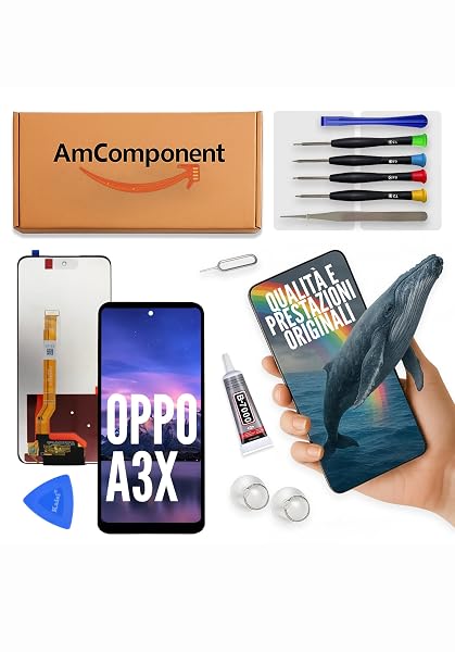 AmComponent - display di ricambio per OPPO A3X CPH2641 CPH2681 schermo LCD vetro touch ricambio | Componente di ricambio con luminosità intensa e risposta al tocco reattiva