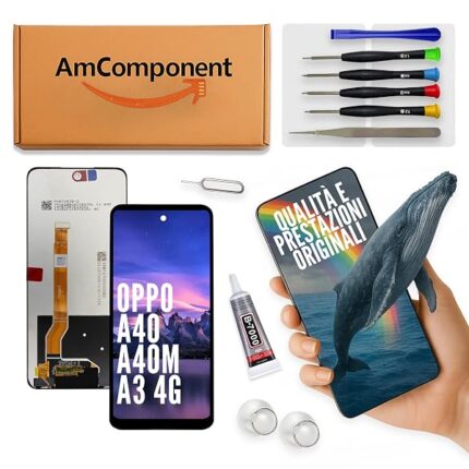 AmComponent - display di ricambio per OPPO A40 / A40M / A3 4G CPH2669 CPH3669 schermo LCD vetro touch screen | Componente di ricambio con luminosità intensa e risposta al tocco reattiva