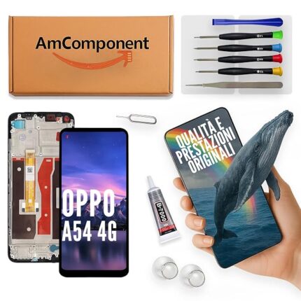 AmComponent - display di ricambio per OPPO A54 4G CPH2239 frame + LCD + touch screen schermo vetro MONITOR | Componente di ricambio con luminosità intensa e risposta al tocco reattiva