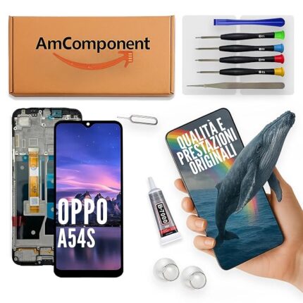 AmComponent - display di ricambio per OPPO A54S CPH2273 schermo LCD vetro touch screen + frame | Componente di ricambio con luminosità intensa e risposta al tocco reattiva