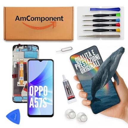 AmComponent - display di ricambio per OPPO A57S CPH2385 schermo frame LCD touch screen vetro | Componente di ricambio con luminosità intensa e risposta al tocco reattiva