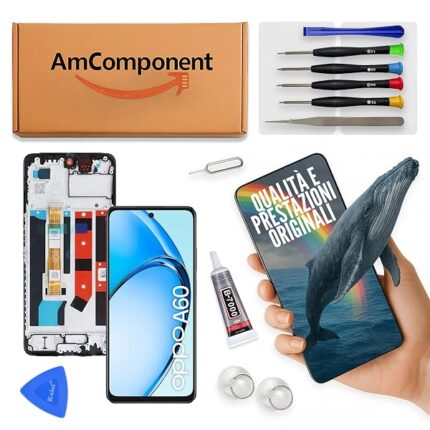 AmComponent - display di ricambio per OPPO A60 CPH2631 schermo LCD + frame vetro touch screen | Componente di ricambio con luminosità intensa e risposta al tocco reattiva