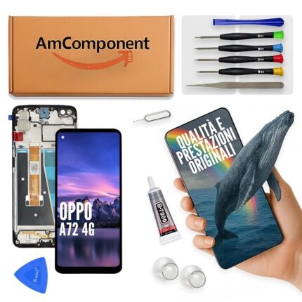 AmComponent - display di ricambio per OPPO A72 4G CPH2067 schermo LCD + touch screen + frame | Componente di ricambio con luminosità intensa e risposta al tocco reattiva