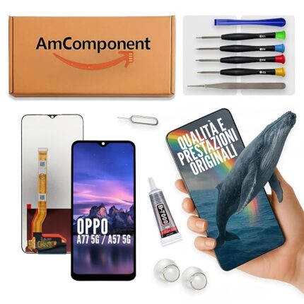 AmComponent - display di ricambio per OPPO A77 5G CPH2339 / A57 5G PFTM20 schermo LCD touch screen vetro | Componente di ricambio con luminosità intensa e risposta al tocco reattiva