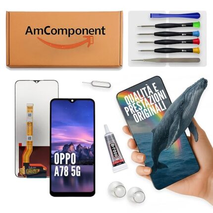AmComponent - display di ricambio per OPPO A78 5G CPH2483 CPH2495 schermo LCD vetro touch screen | Componente di ricambio con luminosità intensa e risposta al tocco reattiva