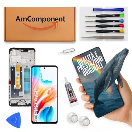 AmComponent - display di ricambio per OPPO A79 5G CPH2553 CPH2557 schermo LCD + vetro touch screen con frame | Componente di ricambio con luminosità intensa e risposta al tocco reattiva