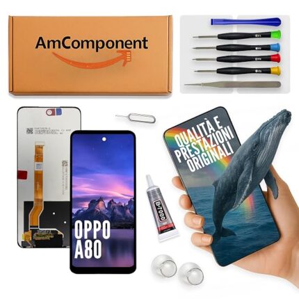 AmComponent - display di ricambio per OPPO A80 CPH2639 schermo LCD + vetro touch screen | Componente di ricambio con luminosità intensa e risposta al tocco reattiva