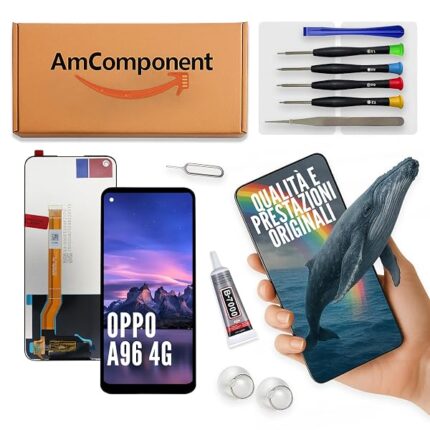 AmComponent - display di ricambio per OPPO A96 4G CPH2333 schermo LCD vetro touch screen | Componente di ricambio con luminosità intensa e risposta al tocco reattiva