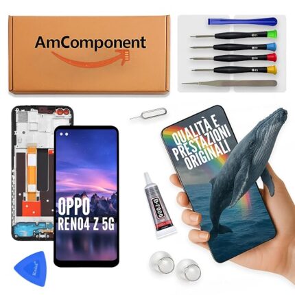 AmComponent - display di ricambio per OPPO RENO 4Z 4 Z 5G CPH2065 schermo frame LCD touch vetro | Componente di ricambio con luminosità intensa e risposta al tocco reattiva
