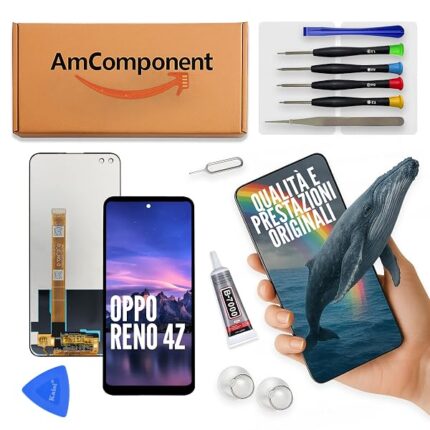 AmComponent - display di ricambio per OPPO RENO4 Z 5G CPH2065 schermo LCD + vetro touch screen | Componente di ricambio con luminosità intensa e risposta al tocco reattiva