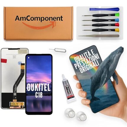 AmComponent - display di ricambio per OUKITEL C18 / C18 PRO vetro LCD + touch screen schermo | Componente di ricambio con luminosità intensa e risposta al tocco reattiva