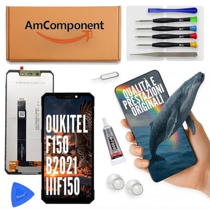 AmComponent - display di ricambio per OUKITEL F150 B2021 IIIF150 schermo LCD vetro touch screen | Componente di ricambio con luminosità intensa e risposta al tocco reattiva