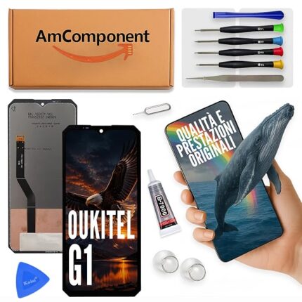 AmComponent - display di ricambio per OUKITEL G1 schermo LCD + vetro touch screen ricambio | Componente di ricambio con luminosità intensa e risposta al tocco reattiva