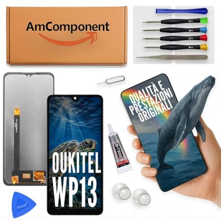 AmComponent - display di ricambio per OUKITEL WP13 schermo LCD vetro touch screen ricambio | Componente di ricambio con luminosità intensa e risposta al tocco reattiva