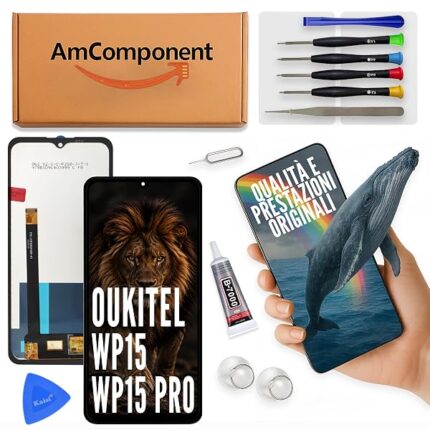 AmComponent - display di ricambio per OUKITEL WP15 / WP15 PRO schermo LCD vetro touch screen ricambio | Componente di ricambio con luminosità intensa e risposta al tocco reattiva