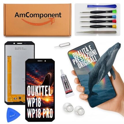 AmComponent - display di ricambio per OUKITEL WP18 / WP18 PRO schermo LCD vetro touch screen | Componente di ricambio con luminosità intensa e risposta al tocco reattiva
