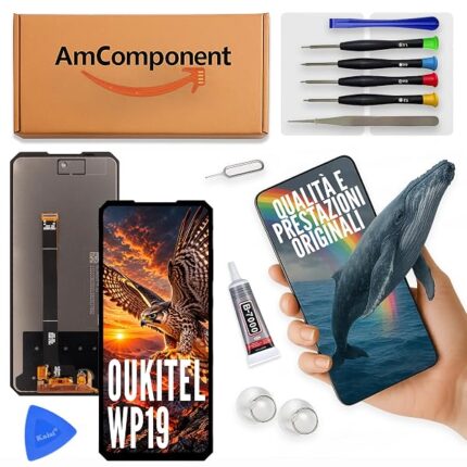 AmComponent - display di ricambio per OUKITEL WP19 / WP19 PRO schermo LCD + vetro touch screen ricambio | Componente di ricambio con luminosità intensa e risposta al tocco reattiva