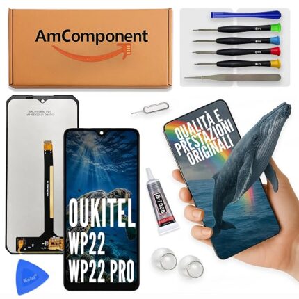 AmComponent - display di ricambio per OUKITEL WP22 / WP22 PRO schermo LCD vetro touch screen | Componente di ricambio con luminosità intensa e risposta al tocco reattiva
