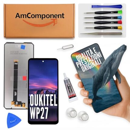 AmComponent - display di ricambio per OUKITEL WP27 schermo LCD vetro touch screen ricambio | Componente di ricambio con luminosità intensa e risposta al tocco reattiva