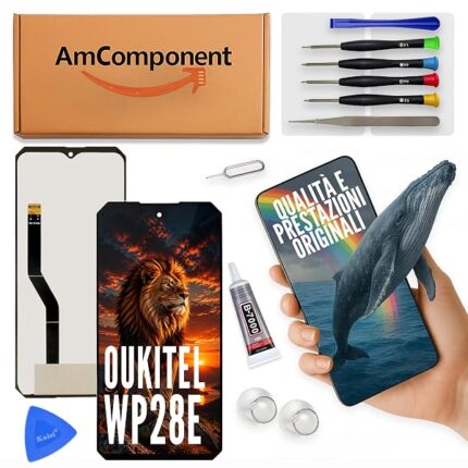 AmComponent - display di ricambio per OUKITEL WP28E schermo LCD vetro touch screen schermo | Componente di ricambio con luminosità intensa e risposta al tocco reattiva